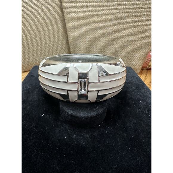 Sequin Nordstrom Multicolor Silver Tone Statement Enamel Bangle Bracelet #569 - Picture 1 of 3